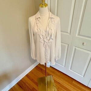 Express Ivory Ruffle Blouse
